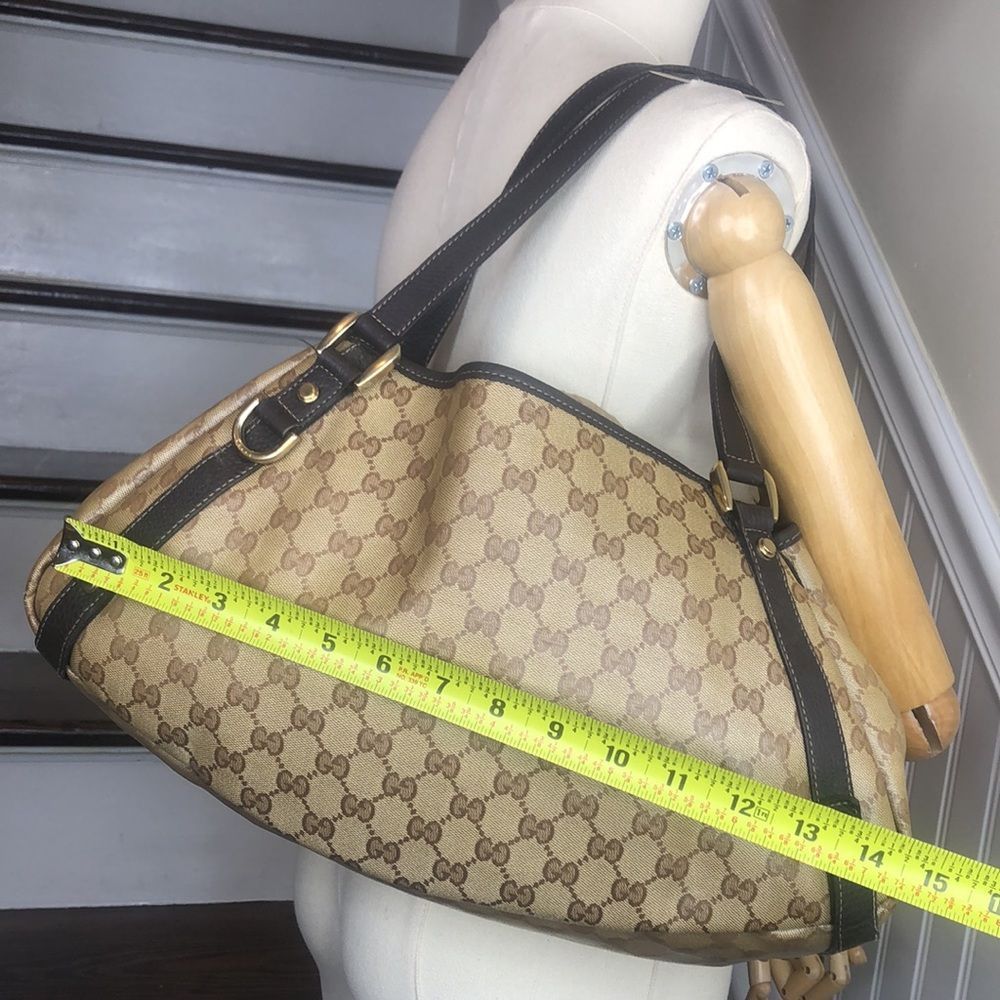 GUCCI GG Supreme Crystal Coated Canvas and Brown Leather Shoulder Bag - Picture 13 of 17